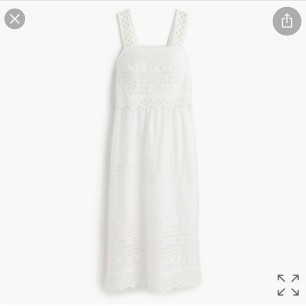 J. Crew Tiered Eyelet White Midi Dress